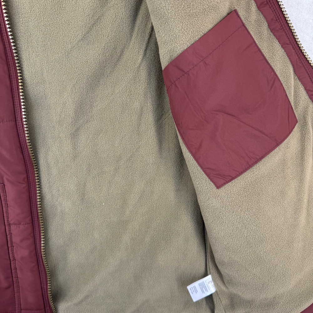 Weatherproof Vintage Mens Quilted Puffer Vest Burgundy Red Fleece Lined Large - Picture 4 of 7